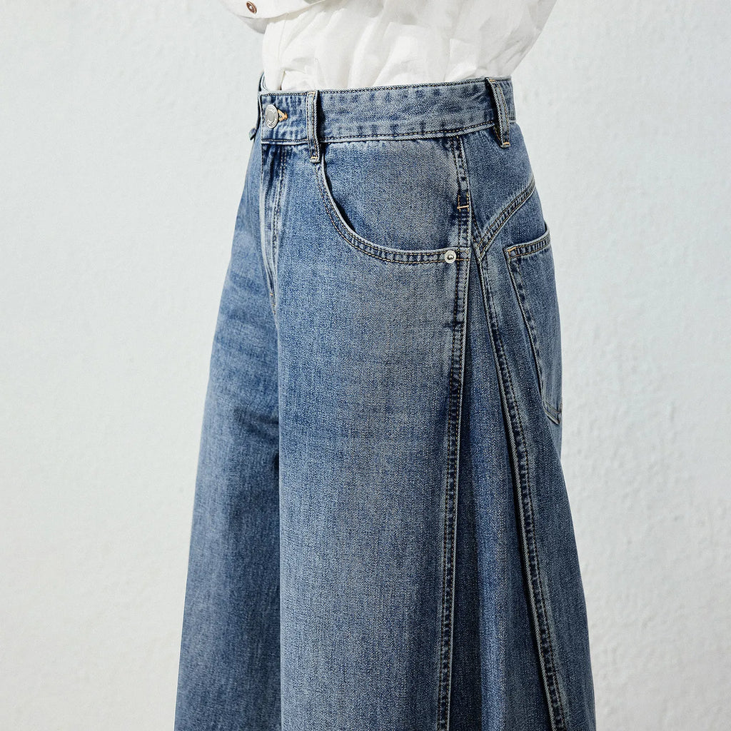 Seam-Detail Wide-Leg Jeans