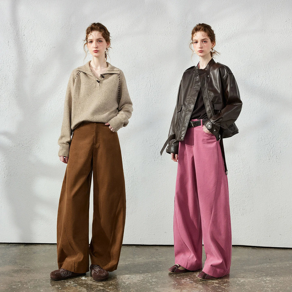 Curved-Leg Casual Pants