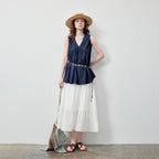 V-Neck Gathered Sleeveless Blouse