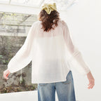 Tie-Neck Sheer Blouse
