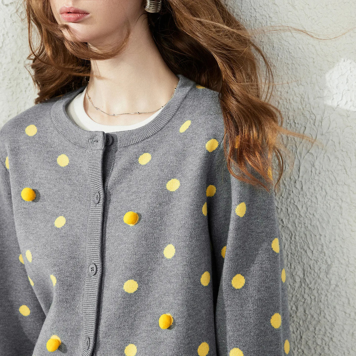 Textured Dot Knit Cardigan