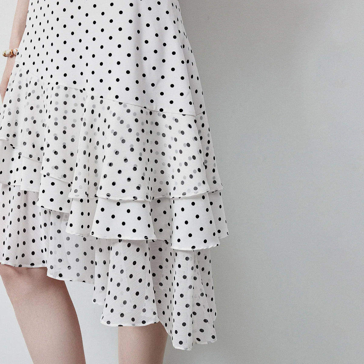 Polka-Dot Tiered Ruffle Skirt