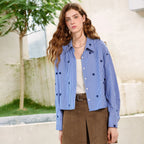 Floral-Motif Striped Button-Front Shirt