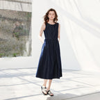 Gathered Sleeveless Midi Dress