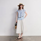 Tie-Neck Cap-Sleeve Blouse