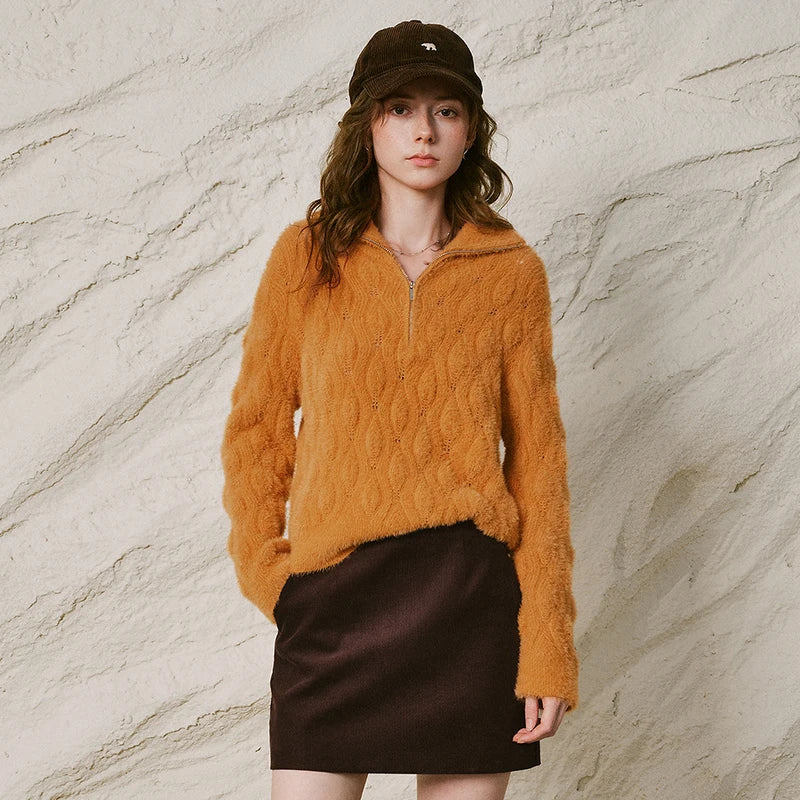 Textured Zip-Neck Sweater