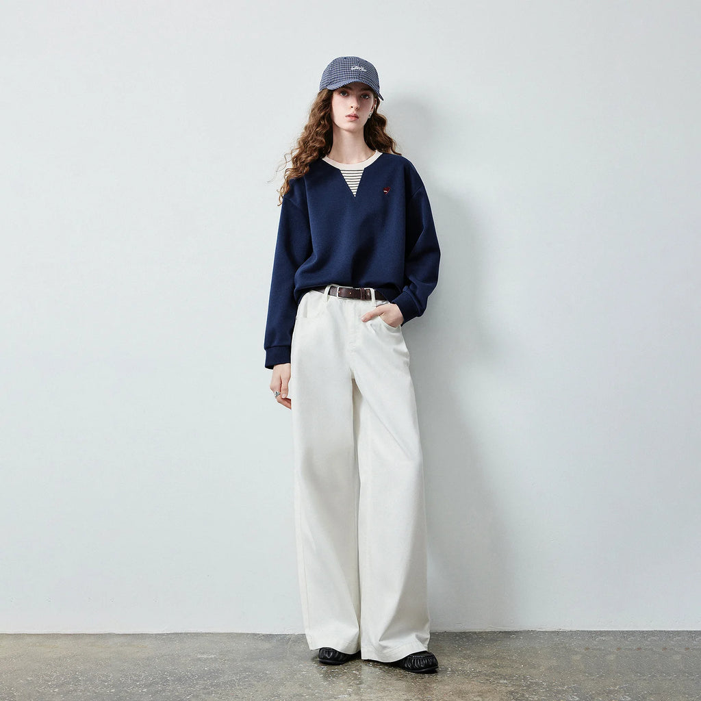 Layered-Look V-Neck Sweatshirt