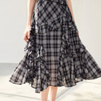 Plaid Ruffled Midi Dress