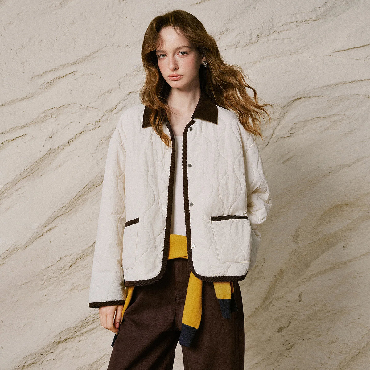 Quilted Contrast-Trim Jacket