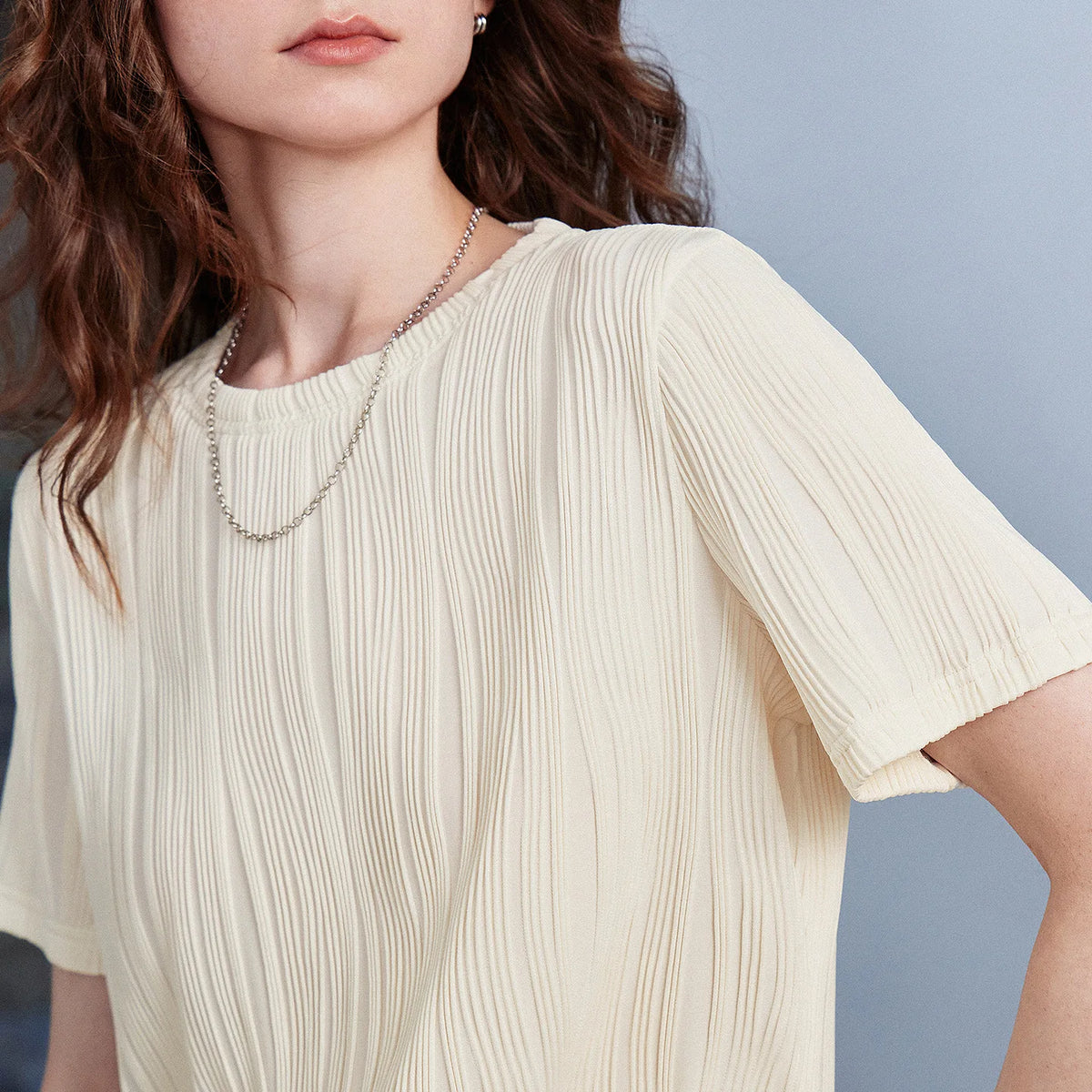 Textured Short-Sleeve Crewneck Tee
