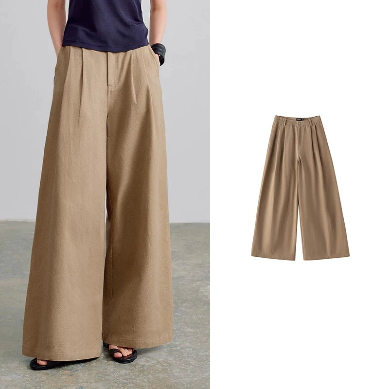 Pleated Wide-Leg Pants