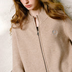 Stand-Collar Zip Knit Cardigan