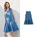 V-Neck Ruffle-Hem Sleeveless Dress