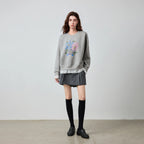 Floral Graphic Lace-Trim Sweatshirt