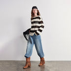 Striped Open-Knit Sweater