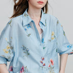 Floral Long-Sleeve Collared Shirt