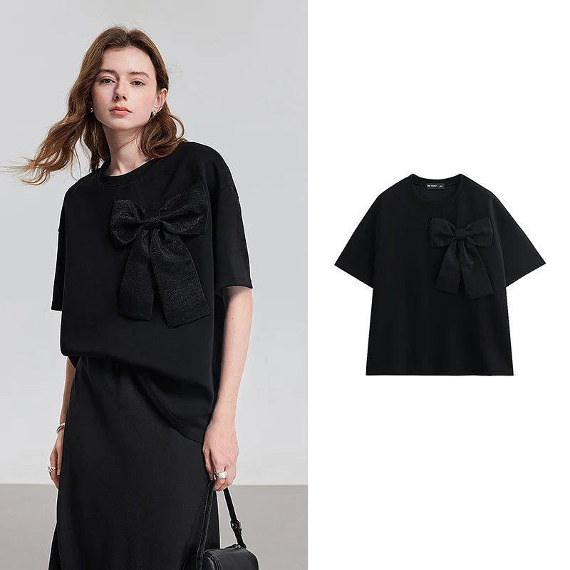 Bow-Detail Relaxed Crewneck Tee