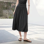 Draped Top and Midi Skirt Set