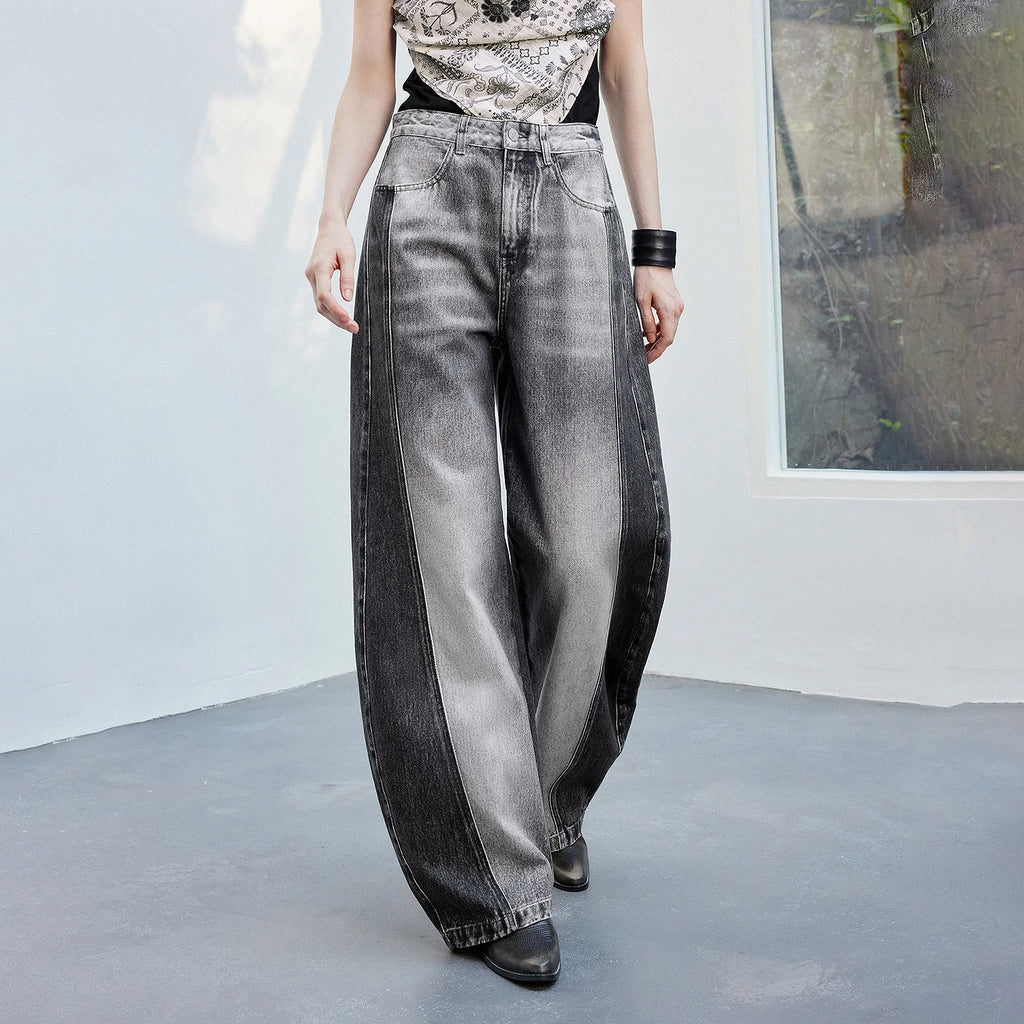 Faded Barrel-Leg Jeans