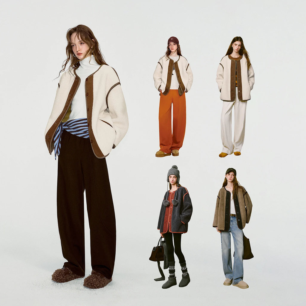 Contrast-Edge Textured Jacket