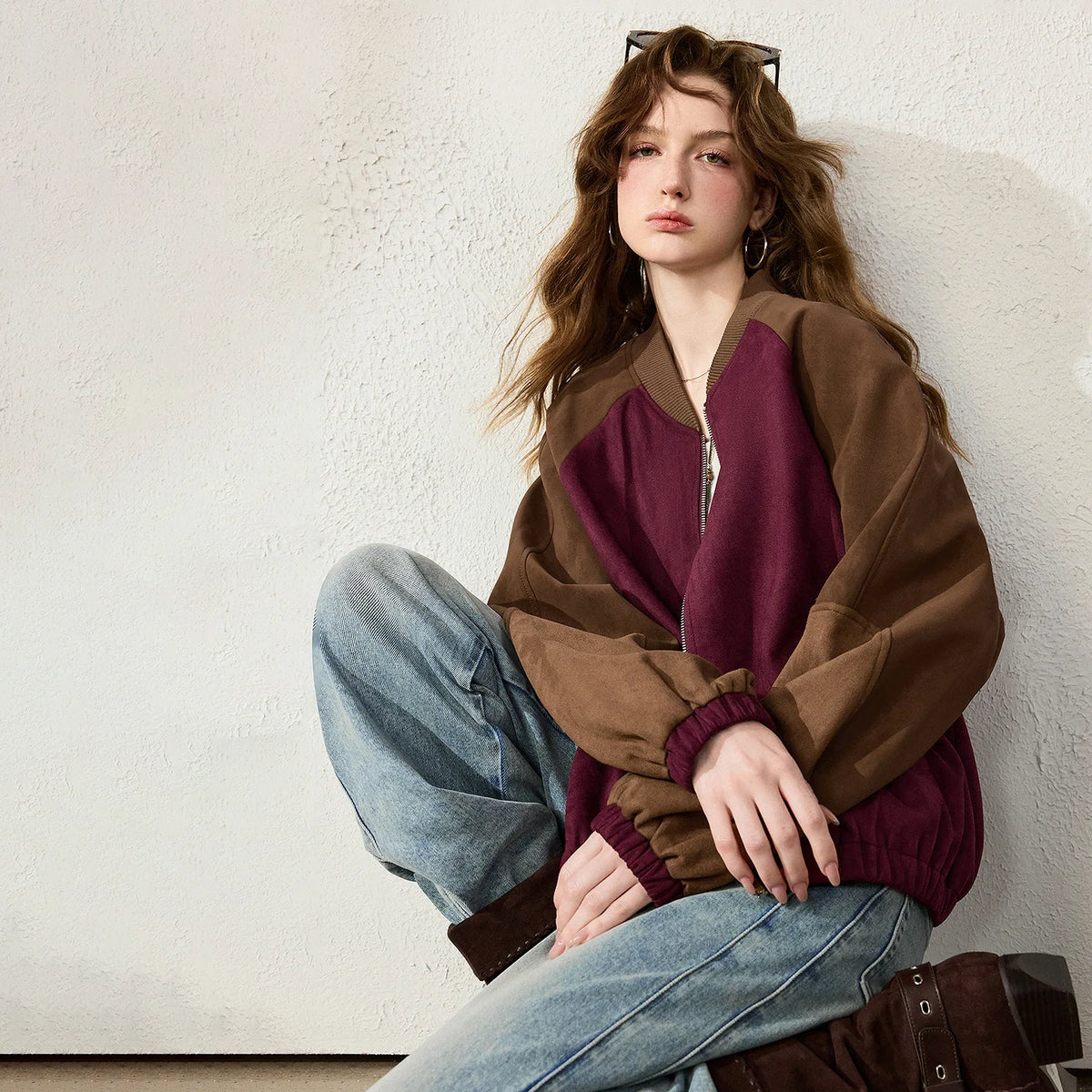 Colorblock Zip-Up Bomber Jacket