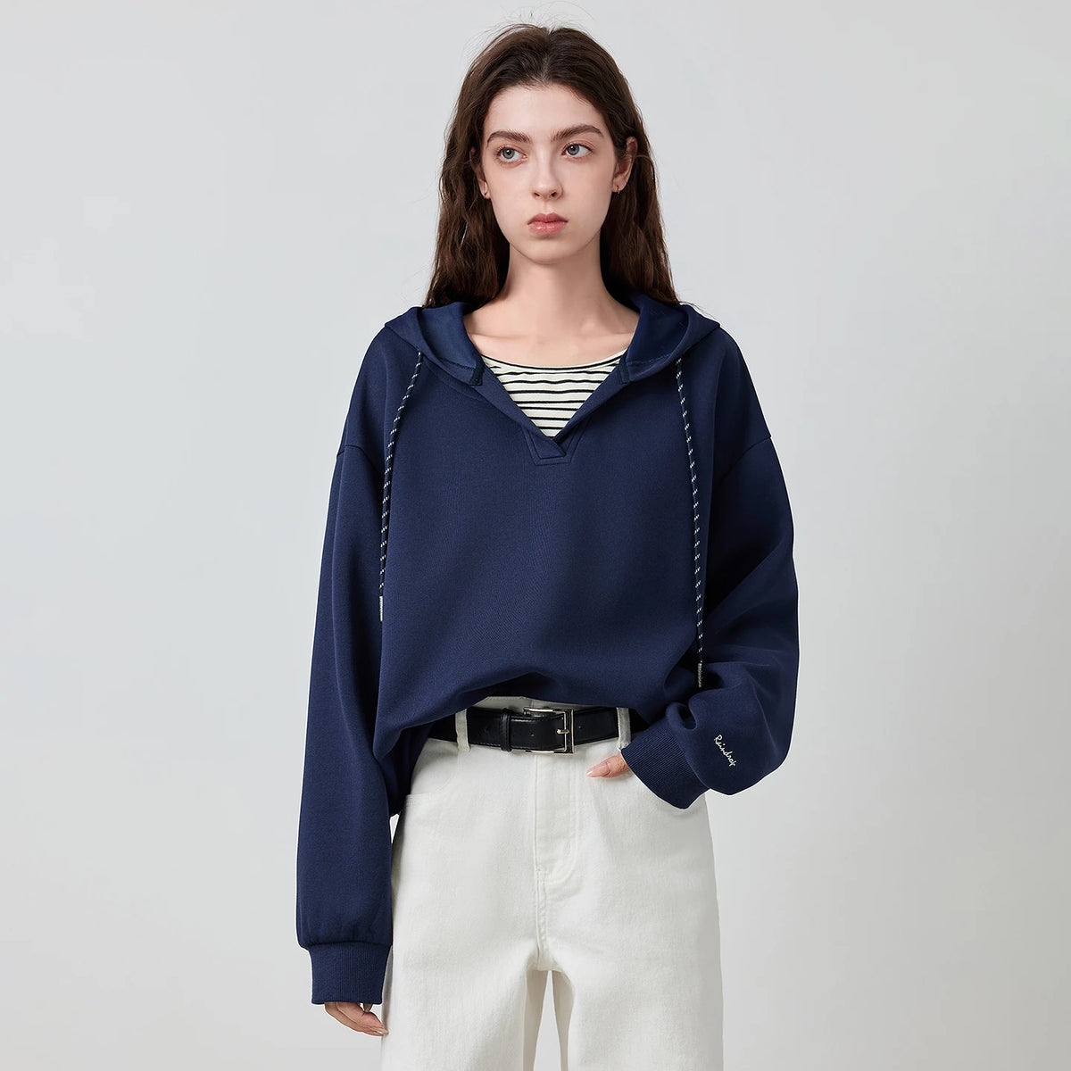 Layered-Look Hooded Sweatshirt