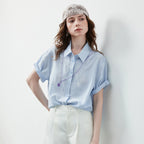 Rolled-Cuff Motif-Detail Shirt