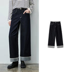 Cuffed Straight-Leg Jeans