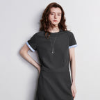 Contrast-Cuff Tee and Midi Skirt Set