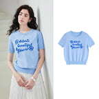Floral Slogan Knit Top