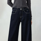 Contrast-Stitch Wide-Leg Jeans