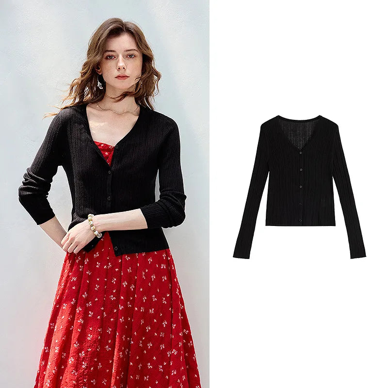 Ribbed V-Neck Cardigan