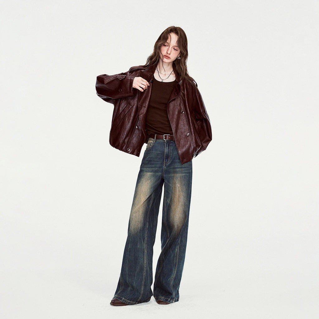Buckle-Collar Glossy Jacket