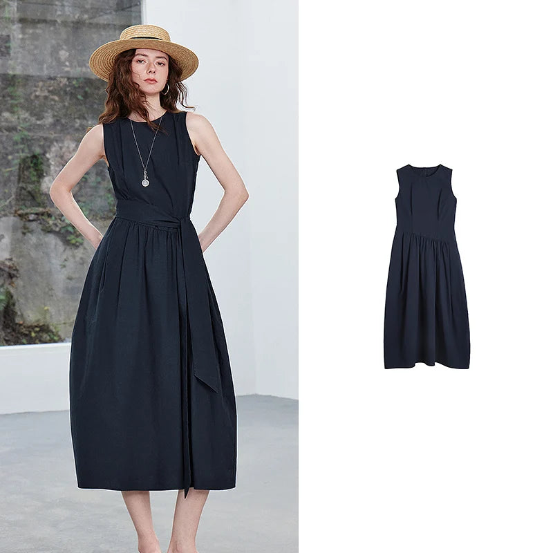 Sleeveless Tie-Waist Midi Dress