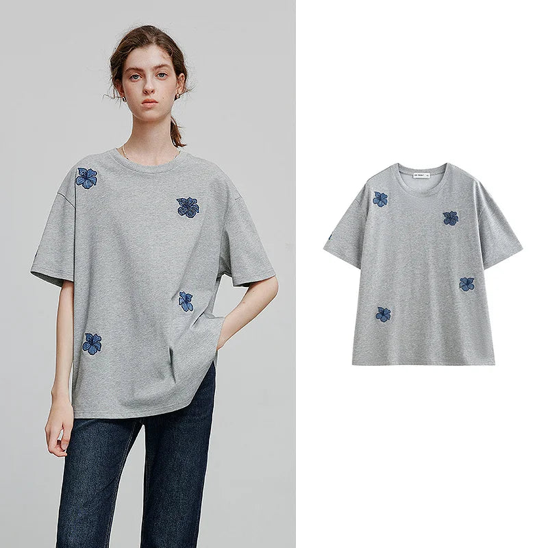 Floral-Motif Relaxed Tee