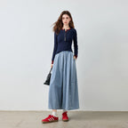 Elastic-Waist Cropped Wide-Leg Jeans