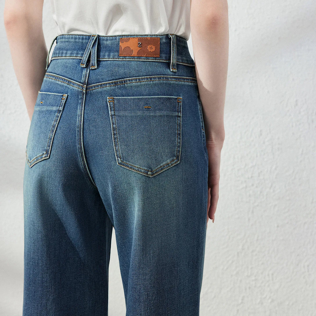Flared Dark-Wash Jeans