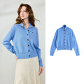 Stand-Collar Button Cardigan