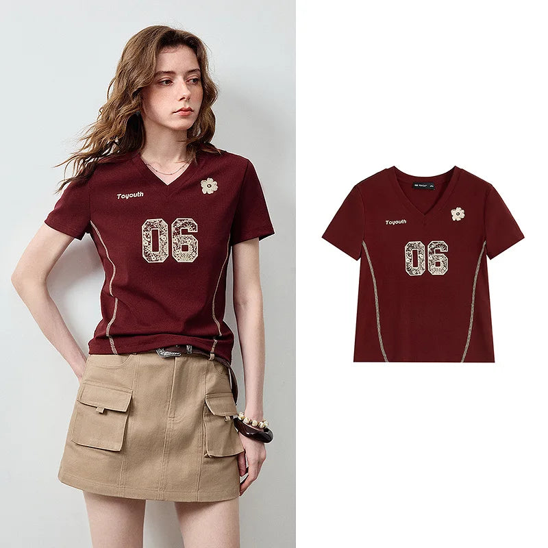 Number-Graphic V-Neck Tee