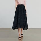 Textured A-Line Midi Skirt