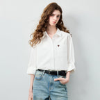 Heart-Detail Button-Up Shirt