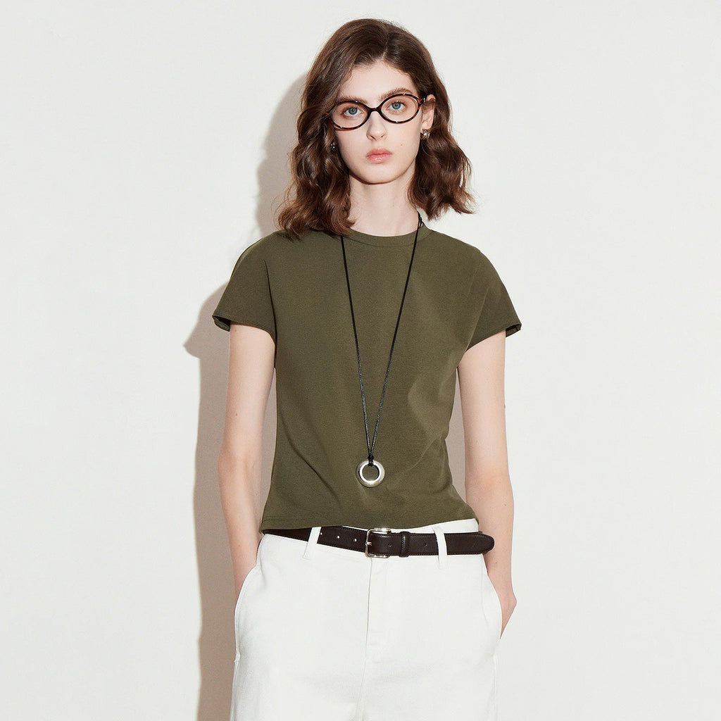 Cap-Sleeve Crewneck Tee