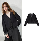 V-Neck Balloon-Sleeve Cardigan