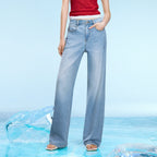 Wide-Leg Faded Jeans