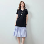 V-Neck Ruffle-Hem T-Shirt Dress