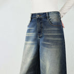 Washed Cropped Wide-Leg Jeans