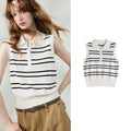 Striped Sleeveless Knit Polo