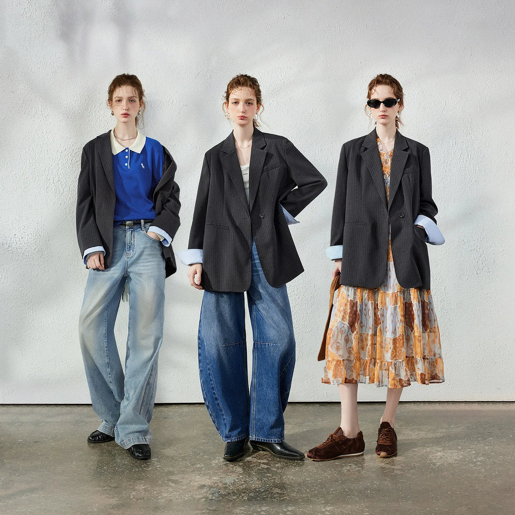 Contrast-Cuff Relaxed Blazer
