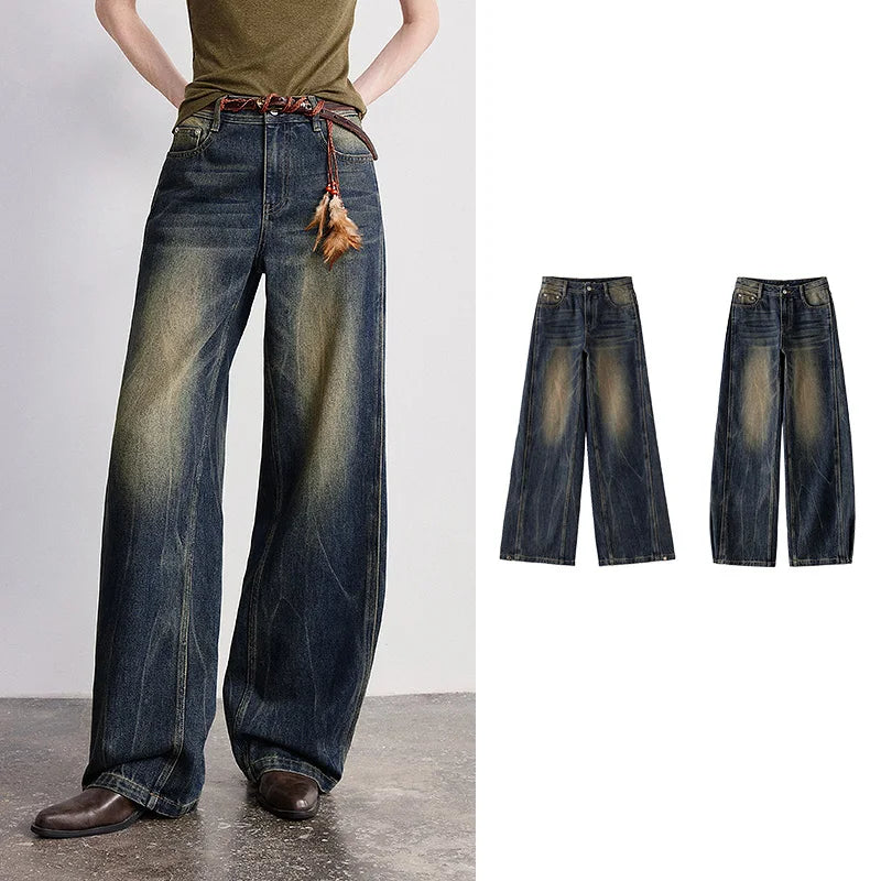 Seamed Wide-Leg Jeans