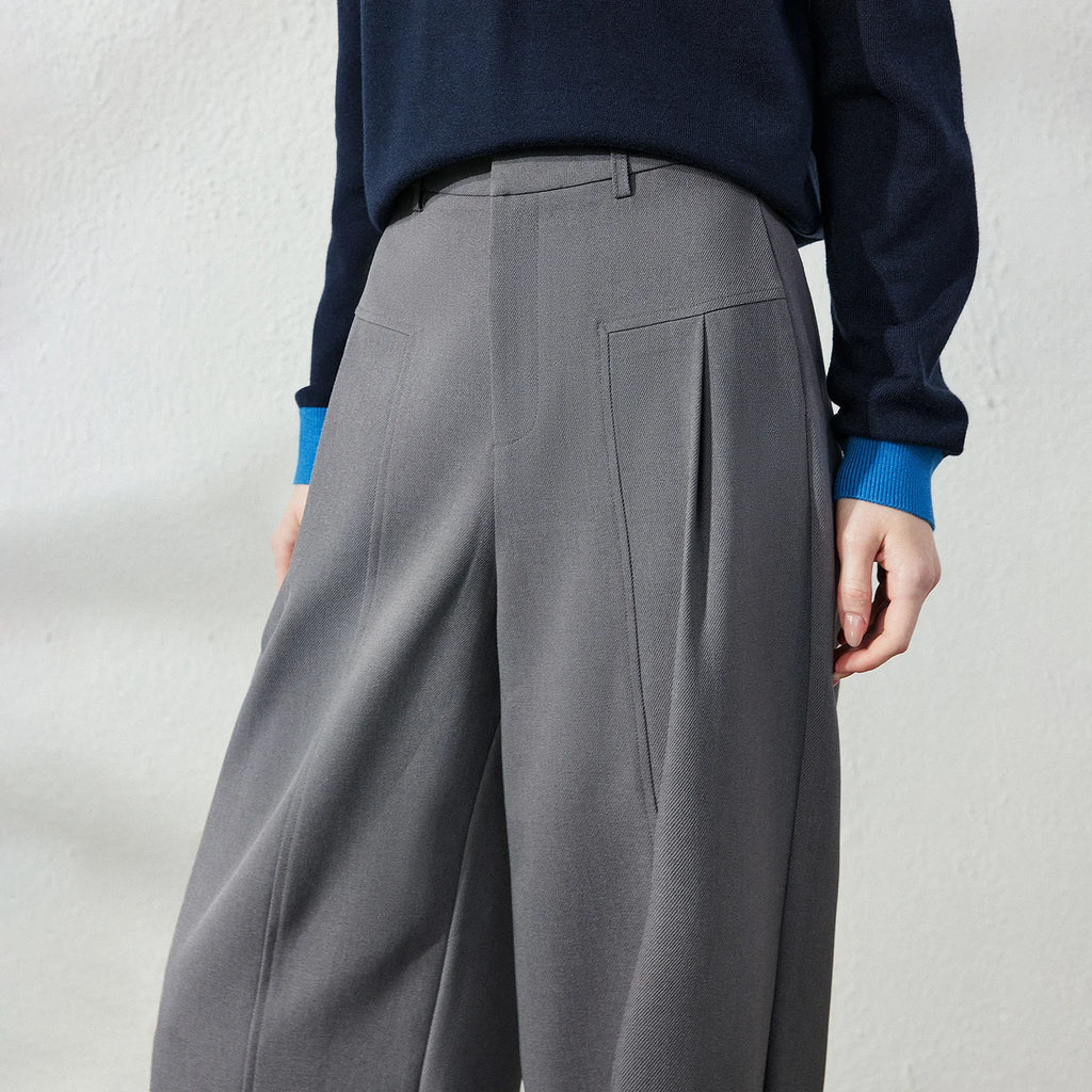 Pleated Tailored Wide-Leg Pants